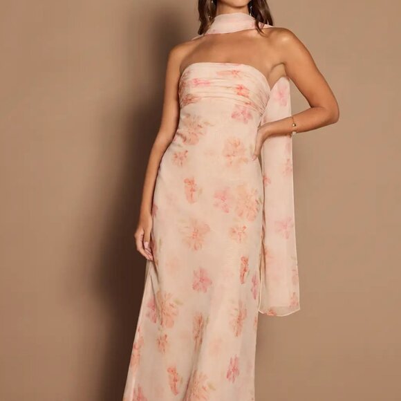Azazie Atelier Maxi Dress - Pink Floral - Picture 1 of 7